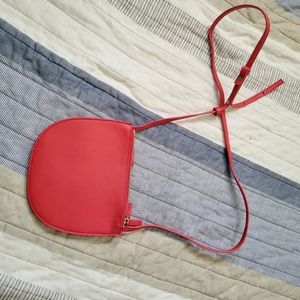 Red Leather Mini Saddle Bag